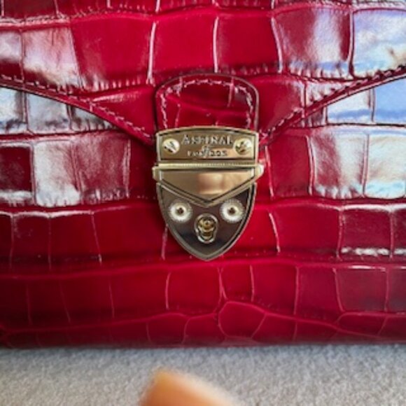Aspinal of London Mayfair Deep Shine Cherry Ombre Croc Top Handle Handbag Purse - Picture 4 of 10